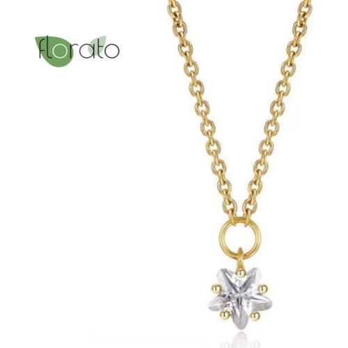 925 Sterling Silver White Crystal Pendant Necklace Suitable for Couple Engagement Joyas Valentines Day Gift CZ Collar Necklace