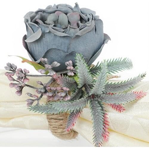 Portable 2Pcs Great Artificial Rose Flower Napkin Ring Reusable Napkin Buckle Exquisite for Restaurant