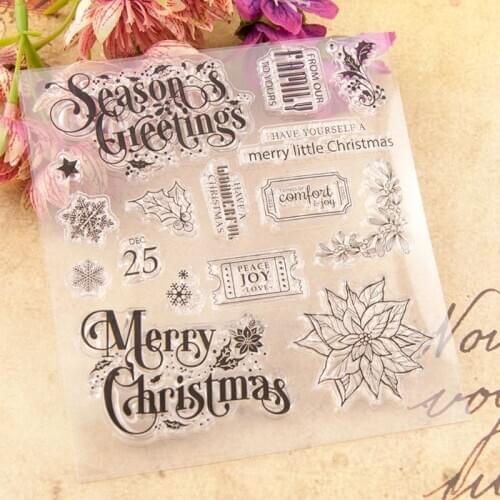 Christmas Snowflake Flower Silicone Clear Seal Stamp DIY Scrapbooking Embossing
