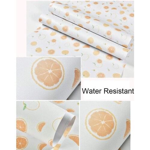 GLOW4U Self Adhesive Fruit Pattern Shelf Liner Contact Paper Wallpaper Cherry Orange Pattern Kitchen Cabinets Drawer Liner
