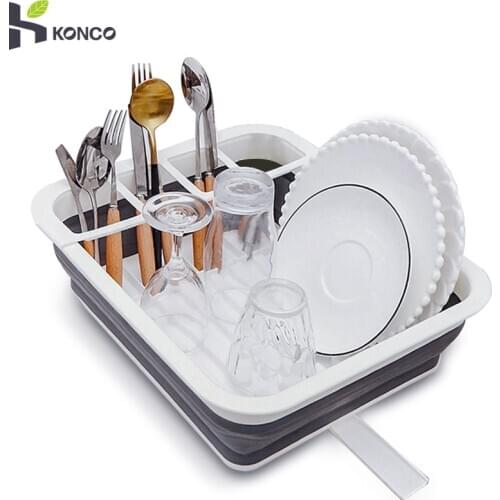 Foldable Dish Rack Kitchen Storage Holder Drainer Bowl Tableware Plate Portable Drying Rack Home Dinnerware Dish Rack Organizer