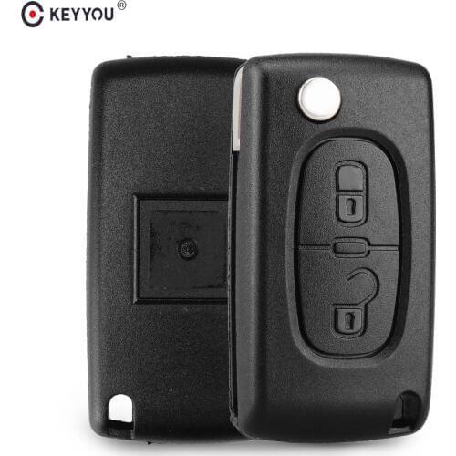 KEYYOU 2 Button Remote Flip Folding Key Shell Case Cover For Peugeot 207 307 308 407 807 Car Key Case With VA2 Blade CE0536