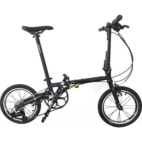 Fnhon GUST CR-MO Steel Folding Bicycle V Brake/Disc Brake 9 Speed Bike Urban Commuter 16" 349 Foldable Bikes