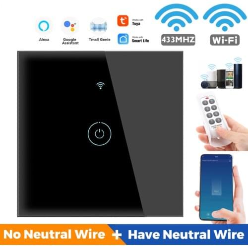 Tuya Smart Wifi 433MHZ Touch Light Switch Wall Switch EU 1 2 3 Gang Touch Switch Work With Alexa Google Home No Hub Required