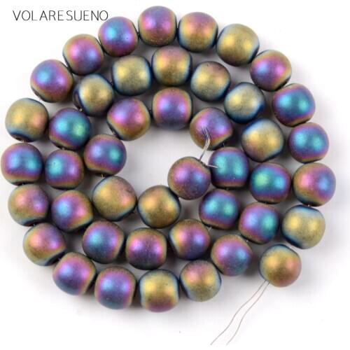 Dull Polished Faceted Matte Multicolor Hematite Natural Round Loose Beads 15”Pick 4-10m Spacer Beads For Bracelet Jewelry Making
