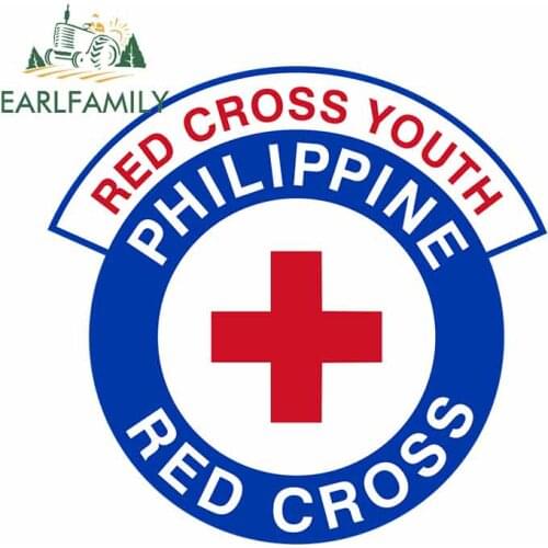 EARLFAMILY 13cm x 12.5cm For Circle Red Cross Funny Car Stickers Air Conditioner Decal Car Accessories Graffiti Custom Printing