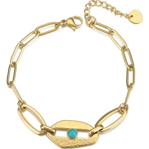Stainless Steel Turquoise Bracelets Geometry Chains For Women Trinket Stitching Bangles Fashion Bohemian Jewelry Accessory Gifts