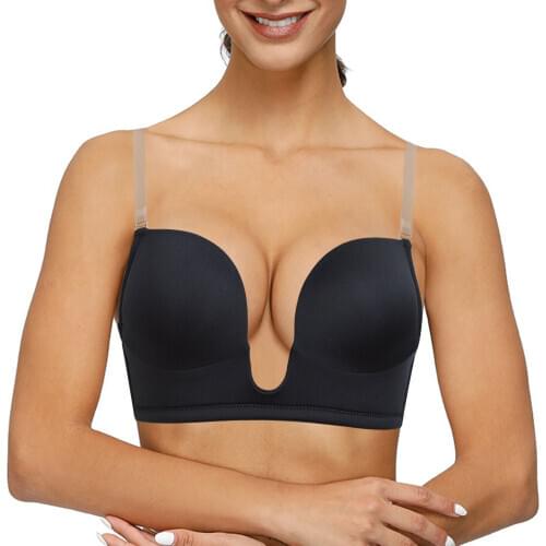 New Ladies Bras Sexy Plunge 1/2 Cups Deep V Bras For Women Push Up Underwire 70 75 80 85 90 95 A B C D E Cups