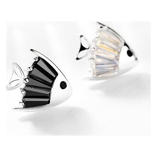Trendy Female Crystal Small Earring Charm Sterling Silver Wedding Earrings For Women Cute Bridal Goldfish Stud Earrings