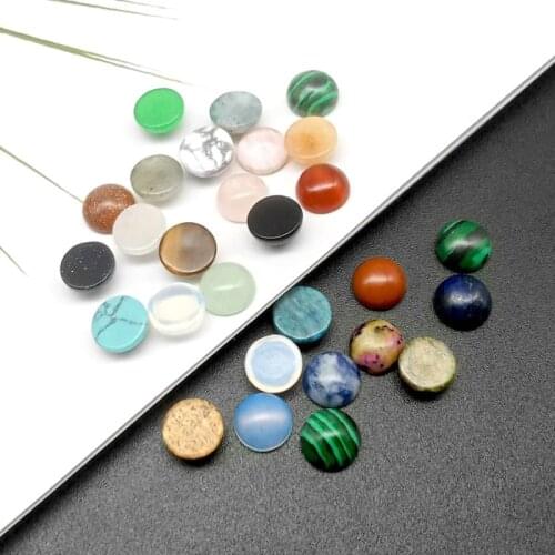 10pcs/pack Natural Semi-precious Stones Circular Ring Surface DIY Womens Fashion Nail Art Bracelets Earrings Accessories