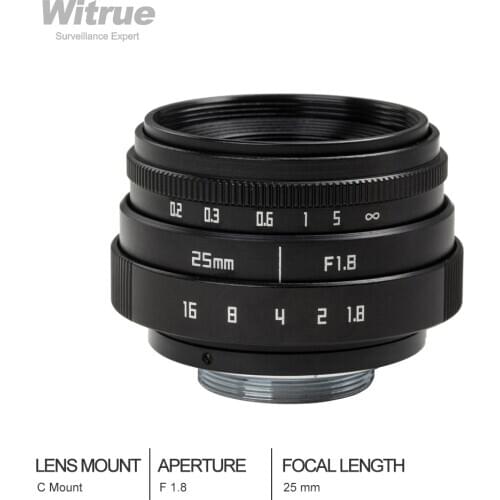 25mm F1.8 Mini CCTV C Mount Wide Angle Optical Lens for Sony for Nikon for Canon DSLR Camera