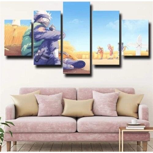 5 Piece Wall Art Canvas Anime Manga Ninja Figure Kakashi Posters And Pictures Modern Home Decor Living Room The Wall Decoration