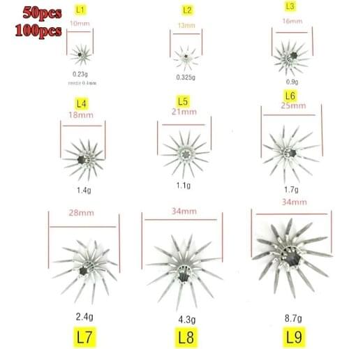 50pcs 100pcs Stainless steel squid hooks L1-L9 small large Umbrella Spider fishhook Sea fishing Spain bait accessories Jigs tool