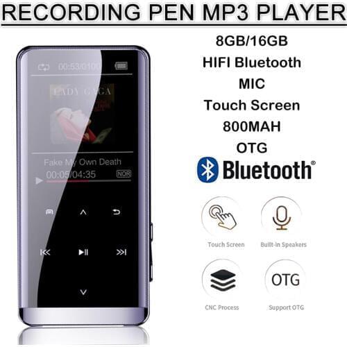 Bluetooth MP3 Player Earphones HiFi Fm Radio Mini USB Mp3 1.8-inch OLED Display Portable Music Players Voice Recording Recorder