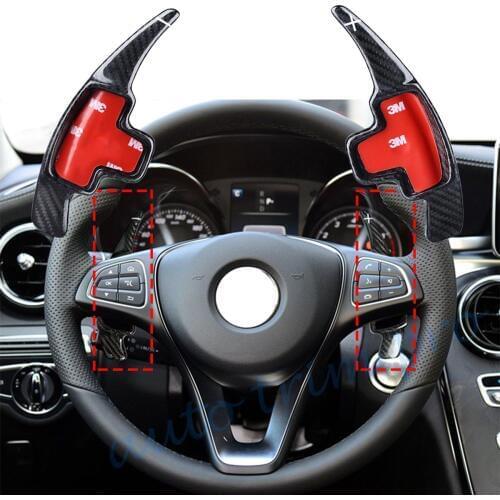 Carbon Fiber Steering Wheel Shift Paddle Cover For Benz A B C E S Class GLE GLC GLA CLS CLA Accessories Gear Shifter Extension