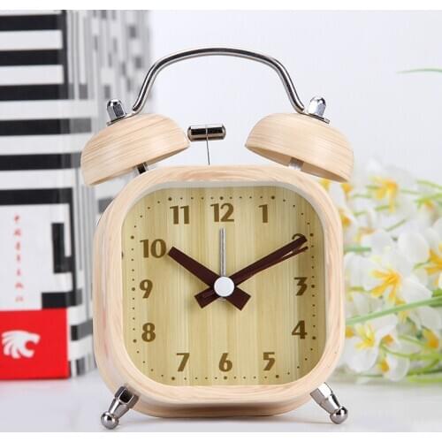 M.Sparkling digital alarm clock bamboo pattern silent bedroom desk table clock snooze function living room child clock