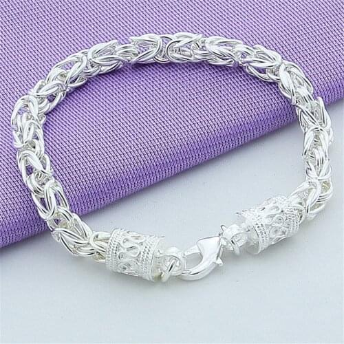 Men 925 Sterling Silver Bracelet For Women Wedding Engagement Party Jewelry Gift