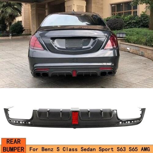 For W222 S-Class Real Carbon Fiber Rear Bumper Lip Splitter Diffuser For BENZ W222 S63 S65 S-Class AMG 2014-18