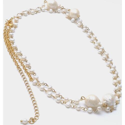 Amorita boutique Natural pearl double necklace with long style