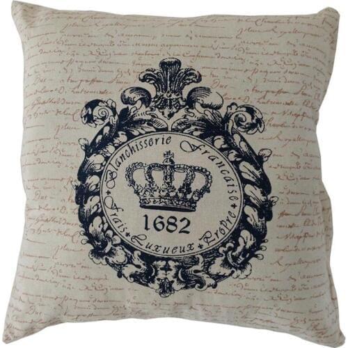 SewCrane Double side Printed Square Vintage Crown Print Decorative Throw Pillow Cushion Cover