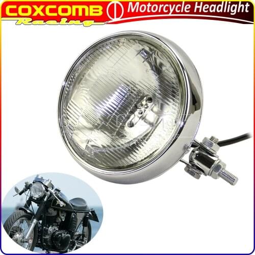 5.75" Motorcycles Retro Bates Style Headlight High/Low Beam Front Headlamp For Harley Cafe Racer Chopper Bobber Touring Cruiser