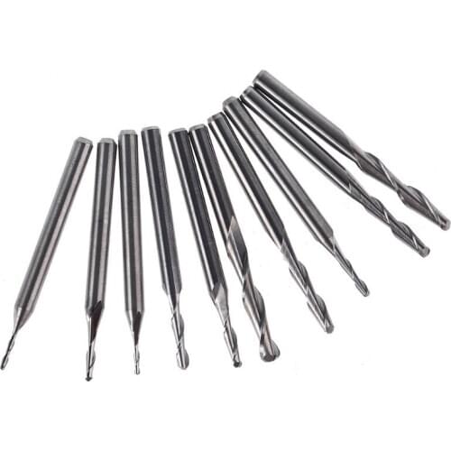 2021 New 10pcs 1/1.5/2.0/2.5/ 3.175mm Carbide Ball Nose End Mill Engraving Router bit