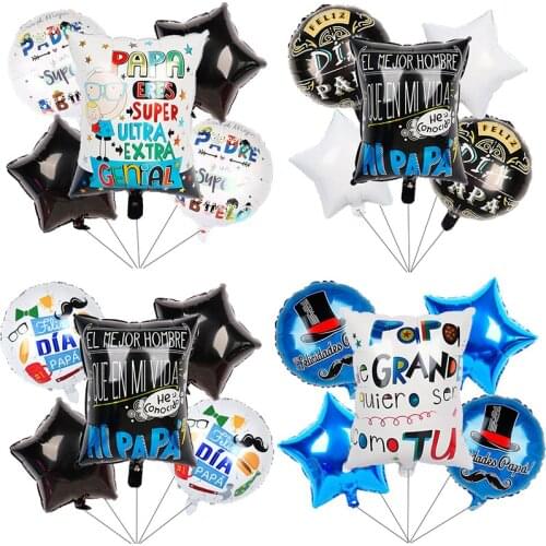 Spanish Happy Fathers Day Foil Balloons Suit Feliz Dia Super Papa Helium Globos Decor Father Mother Party Decoration Accessories