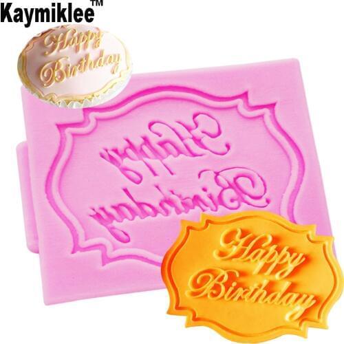 Kaymiklee M181 3D Cute Happy Birthday Silicone 3D Flower Mold Fondant Cake Decorating Tools