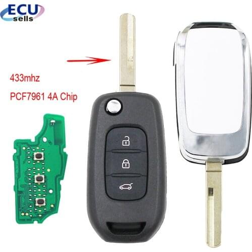 Flip Remote Key PCF7961 4A Chip for Renault Kadjar Captur Megane 3 2013-2017 433MHz CWTWB1G767