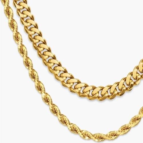 Charm Jewelry Set5mm Rope Chain Cuban Link Chain Set, Stainless Steel Jewelry, High Quaity Classic Hiphop/Rock Set