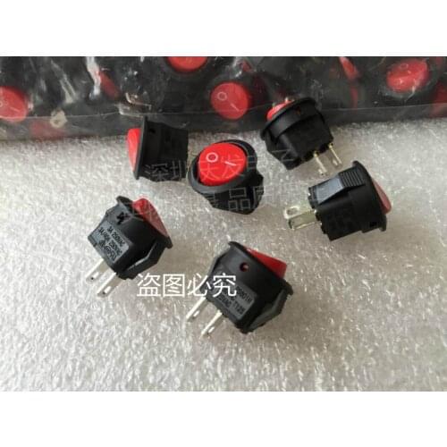Original new 100% rocker switch red round hole 15mm 2pin 2 gear RS-601H 3A250VAC