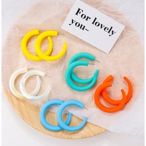 Lifefontier Korean Colorful Acrylic Irregular Hollow Geometric Drop Earrings For Women Fashion Summer Unique Design Jewelry Gift