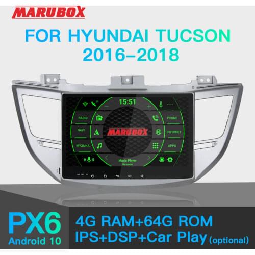 Marubox KD1083 Car DVD Player for Hyundai Tucson 2015-2018, 10" IPS Screen with DSP, GPS Navigation, Bluetooth, Wifi, Android 10