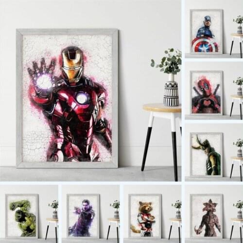 Marvel Iron Man Spider-Man Captain America Poster Avenger Anime Canvas Painting Print Wall Art Picture for Living Room Decor