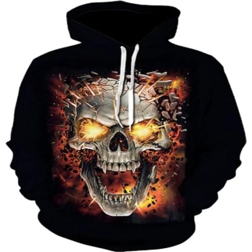 Brand new trend 3D printing skull horror fashion hoodie mens casual top hoodie street sweatshirt casual