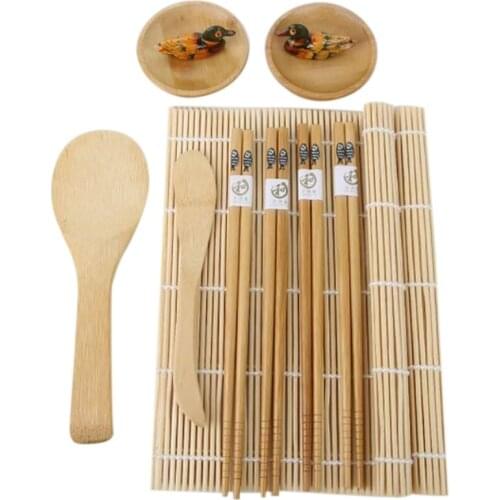 Sushi Making Kit,Sushi Bamboo Mat,Chopsticks,Rice Spreader,Sauce Dishes and Bag for Beginner Sushi Tools Supplies