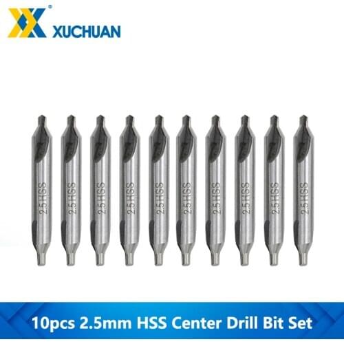 Center Drill Bit Set HSS Hole Cutter Drilling 10pc 6mm Shank Gun Drill Bits 2.5mm For Metalworking Tool Kit Combined Drill Bits