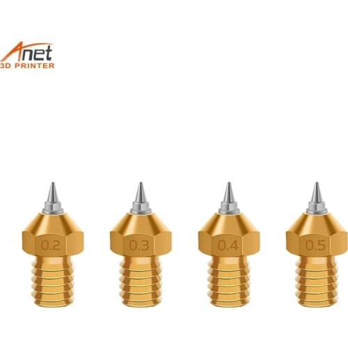 Hot 3d printer Nozzle E3D V6 V5 Brass Nozzle M6 threaded 0.2 0.3 0.4 0.5mm Removable Stainless Steel Tips for 1.75mm filamnet