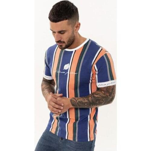 2020 Summer New Hot Selling Mens Tide Brand Alphabet Printing Casual Slim T-Shirt Fashion Striped Hip-Hop Sports Short-Sleeved
