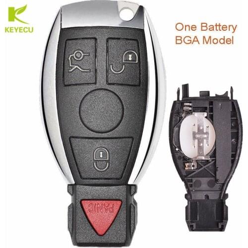 KEYECU New Replacement Remote Key Shell Case Fob 3+1 Button for Mercedes-Benz BGA + Uncut Blade