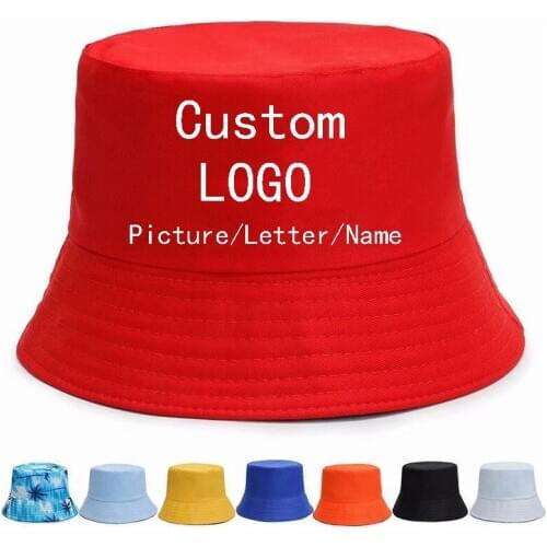 Custom Unisex Summer Bucket Hat Women Outdoor Sunscreen Fishing Hunting Cap Men Sun Prevent Hats Print Logo Text Fishman Caps