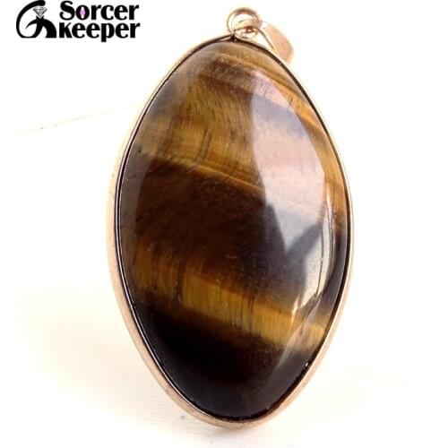 Genuine Women & Men Fashion Jewelry Pendant Necklaces With Chain Wholesale Natural Blue Tigers Eye Quartz Stone Colares KS256