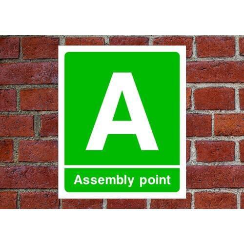 Fire Assembly Point A Sign And Self Adhesive Vinyl Sticker 200mm x 140mm Any Text You Need