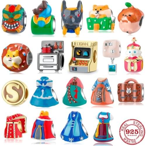 Genuine 925 Silver Pendants Love Life Kitchen Hut Headphone Tape Tooth Charms DIY Fit Original JIUHAO Charms Bracelet Making