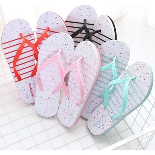Summer Womens flip flops Slippers Simple Stripe Beach Female Shoes Casual Flip Flops Women Beach Non-slip Sandals And Slippers