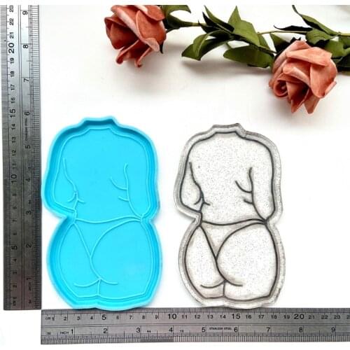 Silicone Sexy Woman Back View Epoxy Resin Molds Glossy Silicone Mold for Agate Resin Coasters Tray Cup Mats