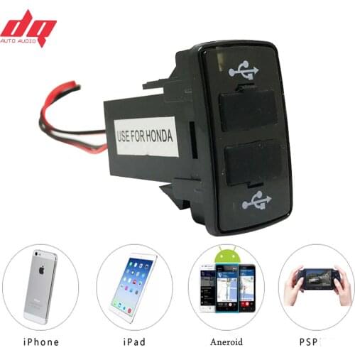 Special Dual 2 Port USB Car Charger for HONDA, 5V 2.1A Car DC-DC Power Inverter Converter, Can charge iPhone mobile