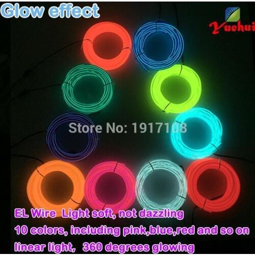 5.0mm 2Meter Glowing EL Wire Colorful DC-3V 10 COLOR LED Neon Light Battery Powered Cold Light For Clubs House Party Decor