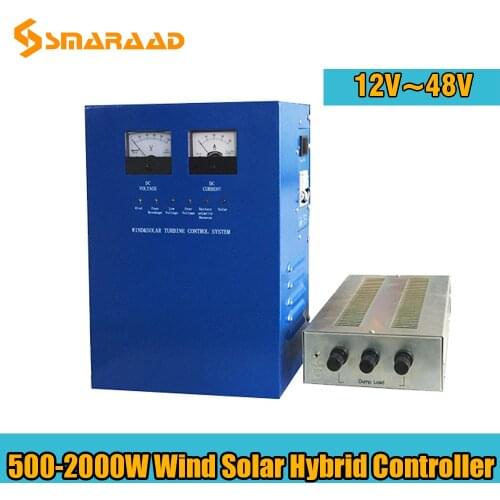 Ture 500W 1000W Wind Solar Hybrid Booster Charge Controller 12V 24V 48V With Dump Load Compatible Wind Turbine Solar Panel Use