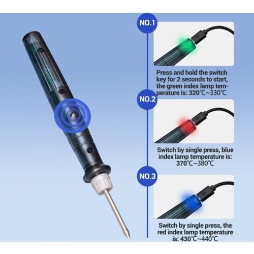 USB Soldering Iron Tip 5V 8W Smart Electric Powered Portable Soldering Station Y98E